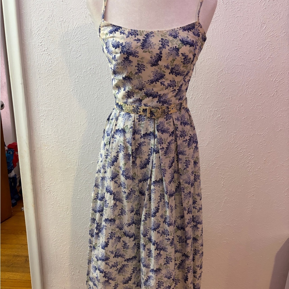 VTG A.B.S. by Allen Schwartz Floral Midi Dress - Lilac/Blue - Size 2